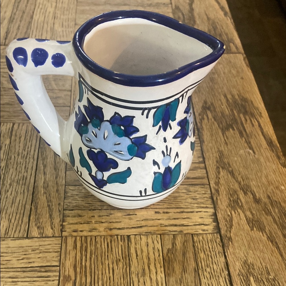 Hand-Painted Blue and White Ceramic Pitcher